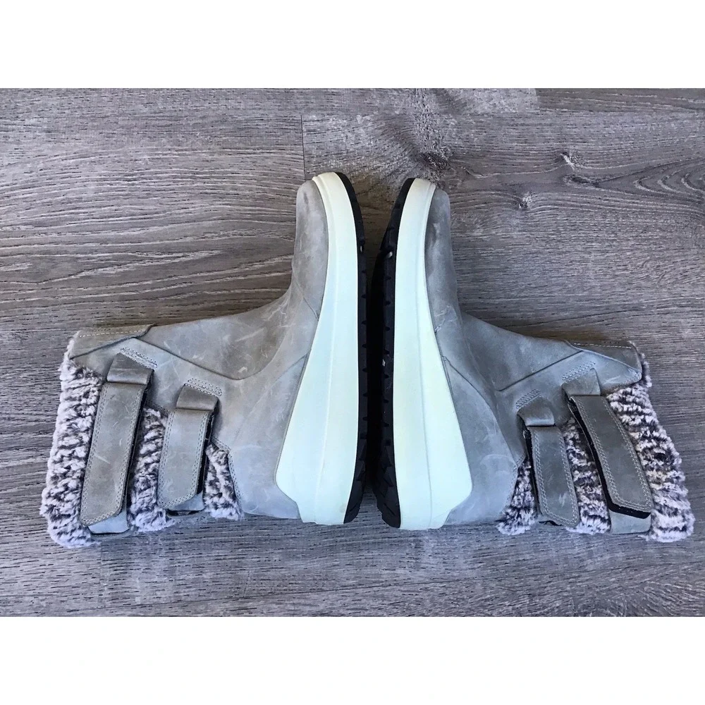Ecco Receptor Womens Size 41 10 10.5 Gray Winter Boots Gray Booties Leather Boot